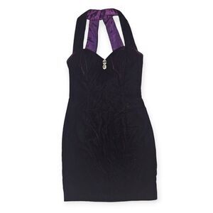 Gunne‎ Sax Jessica McClintock Vintage Purple Velvet Midi Dress Women's Size 9/10